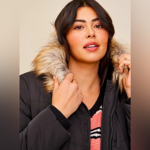 🆕 TORRID Nylon Fur Trim Fit And Flare Puffer SIZE 5X $199 - Picture 4 of 12